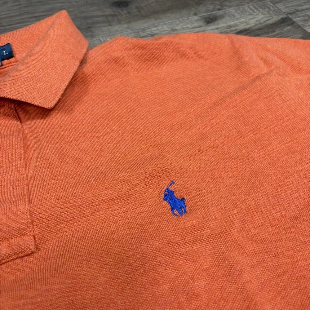 Polo Ralph Lauren Polo Shirt Mens Large‎ Orange Cotton Pony Golf Casual vintage